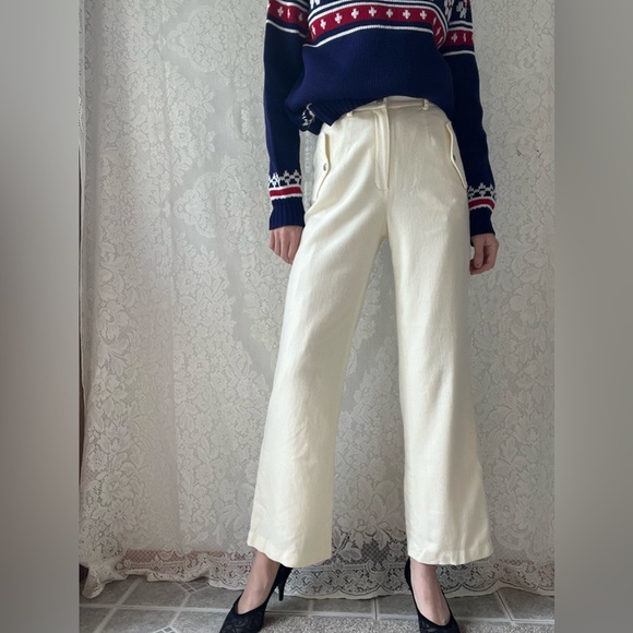 Vintage Ralph Lauren Petite High-Waisted Wool Blend Cream Pants - Picture 8 of 16